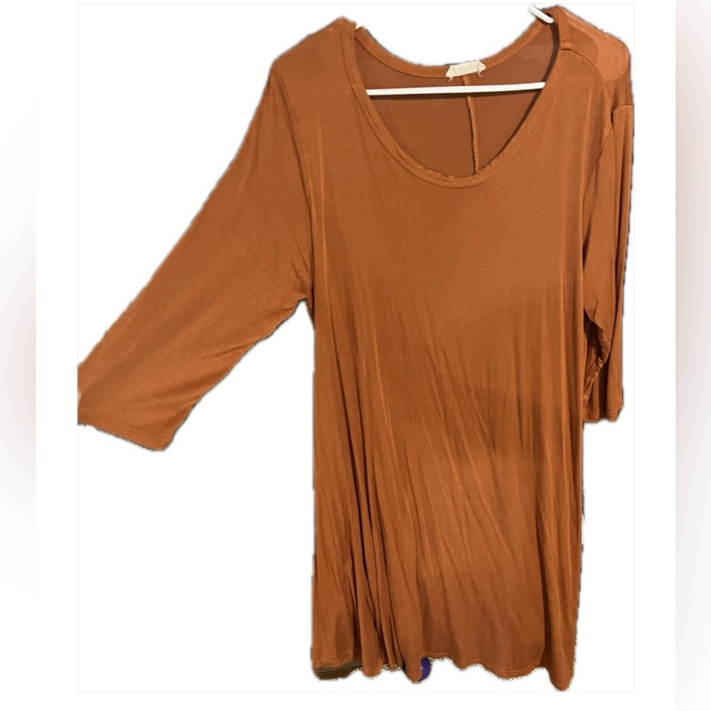 Burnt orange 3/4 sleeve dress. Perfect for fall Pictures.